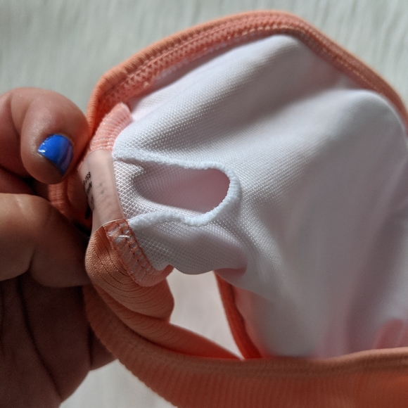 NWOT Peachy pink ribbed bandeau strapless bikini top - Picture 4 of 5